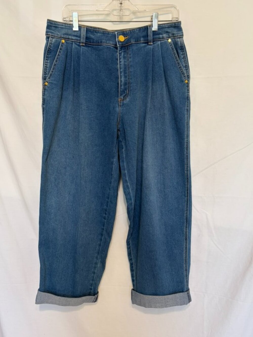 Michael Kors ~Women's Cotton Stretch 4 Packets Blue Cuffed Capri Jeans ~Sz.10